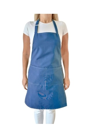Mutfak Önlüğü Su Geçirmez Şef Önlüğü 2 Geniş Cepli Barista Önlüğü Mavi 256