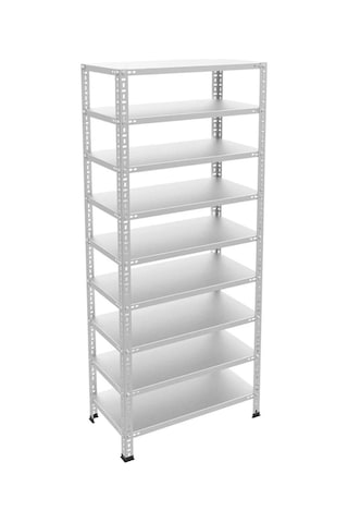 9 Katlı Galvaniz Çelik Raf - Depo, Arşiv, Kiler, Dosya, Market Rafı 43x93 Cm-250 Cm-0.70 Mm Gri