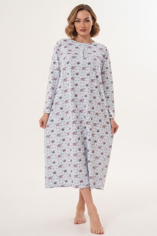 Mecit Pijama Mecit 6205 Mavi Büyük Beden Kadın Gecelik Mavi