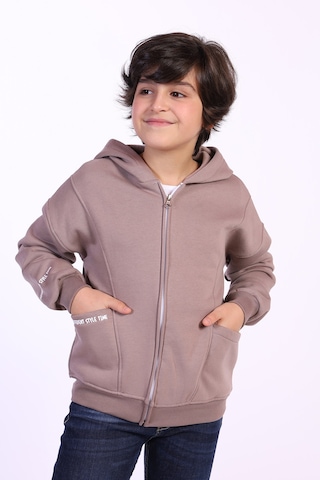 Toontoy Kids Toontoy Erkek Çocuk Cep Dıfferent Style Tıme Baskılı Hırka Gri Melanj
