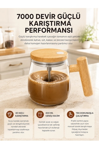 Manyetik Karıştırıcı Kupa 400 Ml, C Tipi Şarjlı, Akıllı Tasarım Yeni Nesil Renkli