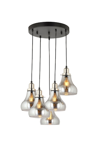 Lampaluce Cono Modern Sarkıt Salon Avizesi 5'Li Krom 40X70Cm