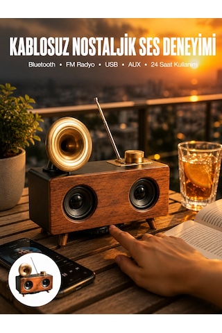 Nostaljik Radyo Bluetooth Bağlantılı Şarjlı Yüksek Ses Kaliteli Yeni Nesil Najmaddin