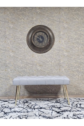 Zafir Gold Kaplama Sivriltme Ayaklı 90 Cm Puf Bench - Puf - Bench - Kasalı Oturak - Oturak - Yatak Ucu Puf Gri