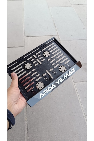 Lüx Motorsiklet Plakalığı - İsme Özel 3d Kabartma Gri Motor Plakalığı İsimli Motor Plakalık