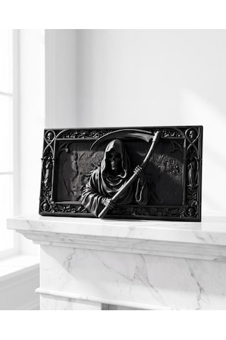Azrail Duvar Heykeli Grim Reaper 3d Rölyef Tablo Gotik Cadılar Bayramı Mat Siyah 25 Cm Duvar Dekoru Dark Fantasy Severlere Hediye 25cm