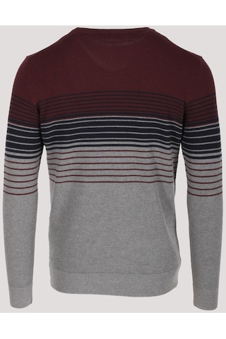Erkek Triko Bordo Bisiklet Yaka Desenli Slim Fit Pamuklu Kazak Ncs Jeans 3735-bordo Bordo