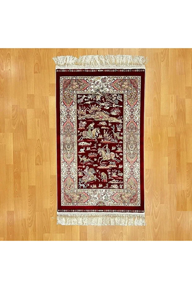 Mevlana Bazaar Şehname Motifli 160 X 230 Cm İpek Halı Bordo