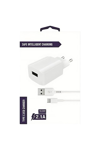 Type-c 10.5w 2.1a Şarj Aleti - Beyaz- Tek Ebat