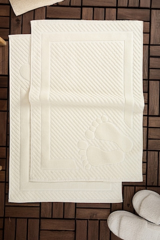 Leoline %100 Pamuk Premium 2'li Ayak Havlusu Krem