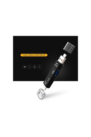 Smart Otg 3in1 Type-c Ve Micro Usb Tf Card Reader Otg- 5775 Renkli