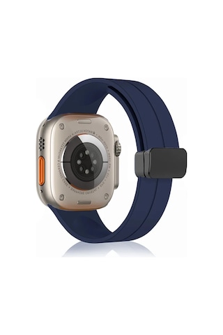 Forzacase Apple Uyumlu Watch 10 Series 46mm İle Manyetik Tokalı Silikon Kordon Kayış - Fc272 Lacivert