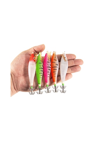 Springsun Parlak Mürekkep Balığı Jig Yem - 6cm/8cm Floresan Şnorkelli Karides Taklidi