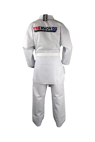 Dragondostore Dragon 10012 Fitilli Kumaş Beyaz Yaka Taekwondo Elbisesi Beyaz