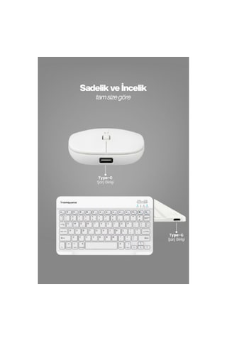 Beyaz Kablosuz Wireless Klavye Ve Mouse Seti Optik