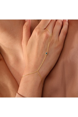 925 Ayar Gümüş Tek Taş Nazar Bocuklu Şahmeran Altın