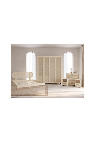 Padova Hazeranlı Masif Ahşap Yatak Odası Takımı 6 Vernik 90x200