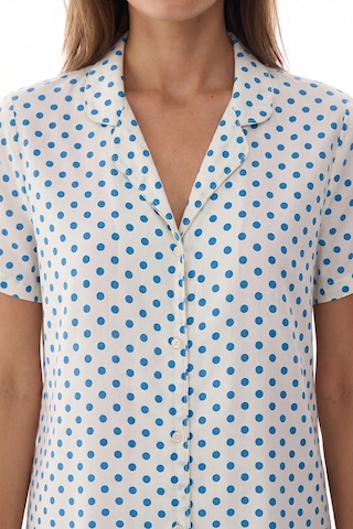 Penti Ekru Blue Dots Gömlek Şort Pijama Takımı Ecru