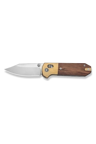 Civivi Yonder Clip Point Guibourtia Wood Handle And Stonewashed Brass Bolsters Satin Finished 14c28n Blade Kamp Çakı Kahverengi