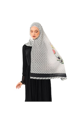 Zaytoon Şal Kefiye Püskülsüz Yeşil Zeytin Dalı Dijital Baskılı Filistin Şal S100043 Çok Renkli