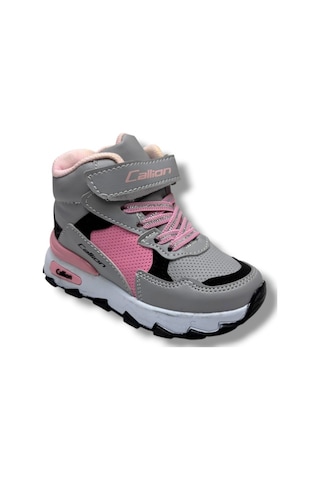 Callion 053-26 Deri Kürklü Patik Çocuk Spor Ayakkabı Buz Pembe Siyah 31-35 Füme