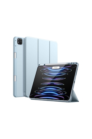 Apple Uyumlu iPad Pro 12.9 Inç 5. Ve 6. Nesil 2021 / 2022 Kalem Bölmeli Uyku Modlu Standlı Silikon Kılıf Kılıf