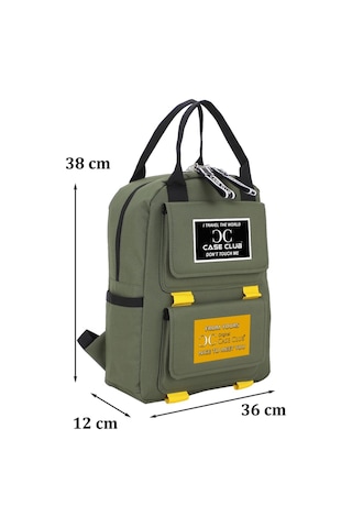 Case Club Kadın Sırt Çantası Yandan Cepli Su Geçirmmez Kumaş Haki Yeşil