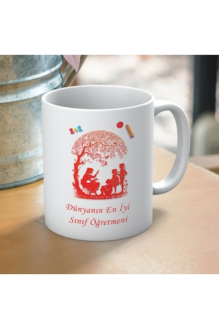 Dünyanın En İyi Sınıf Öğretmeni Yazılı Öğretmenler Günü Hediyelik Baskılı Kupa Beyaz