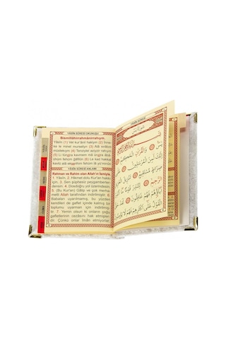 10 Adet - Kadife Kaplı Yasin Kitabı - Cep Boy - Krem Ren