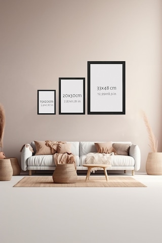 Artavessa 3 Parça Siyah Çerçeve Görünümlü MDF Poster Tablo Seti - Set 34