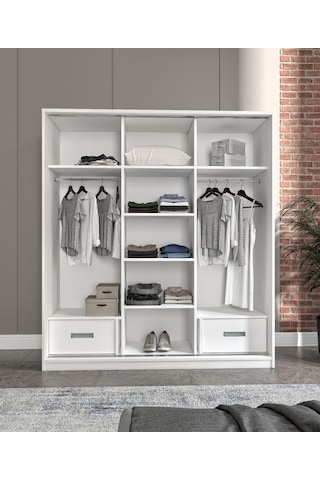 Luna 3 Kapaklı 2 Çekmeceli Aynalı Sürgülü Dolap