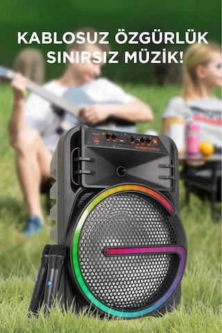 Bluetooth Hoparlör Rgb Işıklı Çift Mikrofonlu Kablosuz Speaker Kts-2170 Siyah