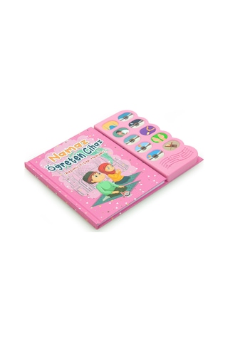 Namaz Öğreten Sesli Cihazlı Kitap Tesbihli Kızımın Çocuk Seccadesi Seti Pembe