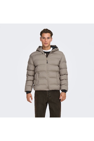Only&sons Union Seamless Life Puffer Erkek Bej Kapüşonlu Mont Bej