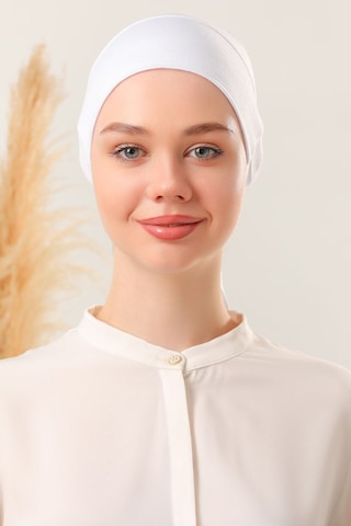Melodi Scarf Sihirli Yapışkanlı Kaymayan Bone Beyaz Beyaz