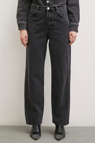 Never More Yüksek Bel Kesik Paça Mom Jean Siyah Siyah