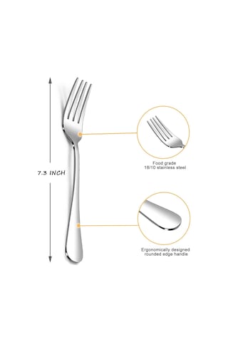 Lemestar Paslanmaz Çelik 8 Parça Salata Çatalı Seti - Ev, Restoran Ve Kamp İçin Pratik Yemek Takımı Gümüş