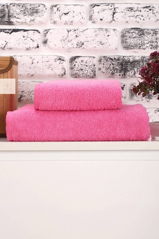 2 Parça Kadın / Erkek Banyo Duş Hamam Havlu Seti 90x150 Cm %100 Pamuklu Pembe