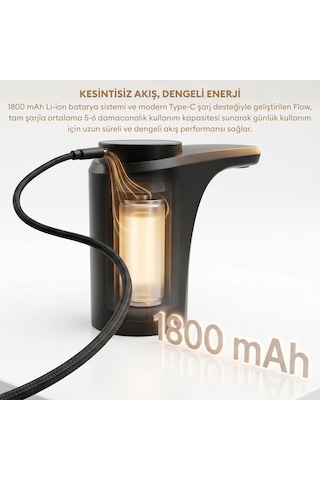 Pizen Flow Şarjlı Otomatik Damacana Su Pompası Tds Ölçer 250ml 500ml 1l 2l Ölçü Özellikli Siyah