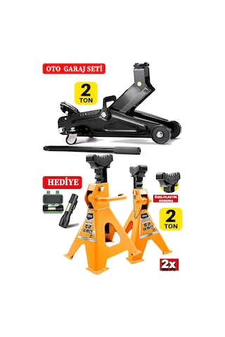 2ton Kapasiteli Tekerlekli Araç Krikosu +2ton X2ad Çif Sehpa Tip