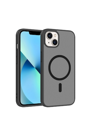 Zore Apple Uyumlu iPhone 13 Kılıf M-safe Şarj Özellikli Zore Babet Kapak - Siyah