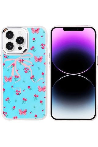 Ardemix İphone Uyumlu 14 Pro Max Kılıf Airbag Tasarımlı Ardx Hadra Kapak - Kelebek Kelebek