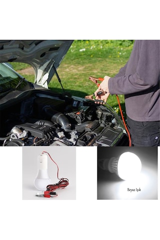 12volt Aküye Takılabilen 1.8 Metre Kablolu Seyyar Ampul 5 Watt 1
