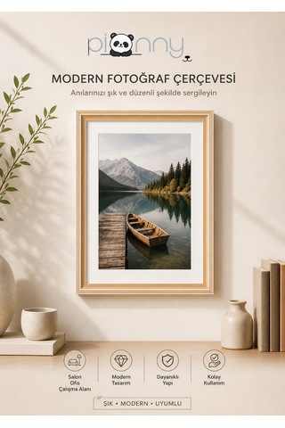 Pionny A4 Ahşap Çerçeve 21x29,7 Cm Açık Kahverengi - Beyaz