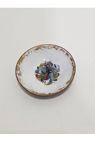 Antika Cloisonne Minyatür Tabak 6cm 167 Beyaz