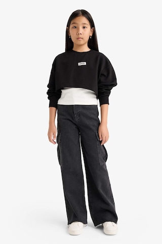 Defacto Kız Çocuk 2li Takım Relax Fit Bisiklet Yaka Baskılı Sweatshirt Atlet F2797a825aubk81 Siyah