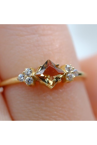 Zultanit Taşlı Caroline Alyans Yüzük-0.40 Karat Topaz Evlilik Teklifi 925 Ayar Kadın Gümüş Yüzük