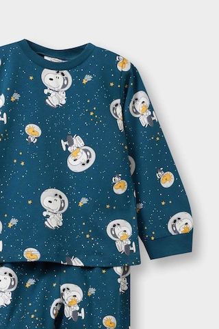 Defacto Erkek Bebek Snoopy Pijama Takımı Uzun Kollu Penye Üst Uzun Alt F3580a525aube785 Mavi