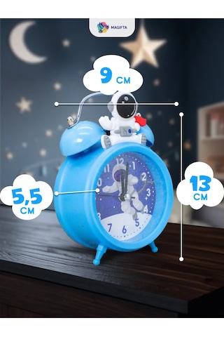 Magifta Pilli Çocuklar İçin Çekçekli Masa Alarm Saati 193013916 Açık Mavi
