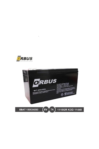 Orbus 6 Volt 7 Amper Bakımsız Kuru Akü 6v 7ah N11.11904